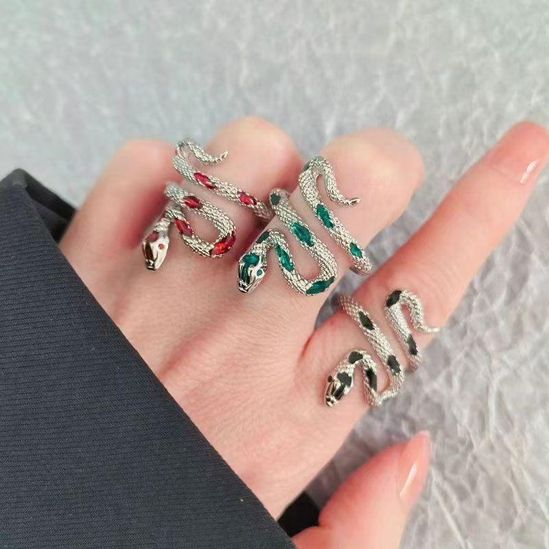 Unisex Adjustable Dark Gothic Serpent Ring In Titanium Steel
