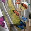 Color Butterfly Birch Forest Chiffon Curtains Living Room Bedroom Home Decoration Window Voiles Tulle Curtain Sheer Polyester Ideal For Area