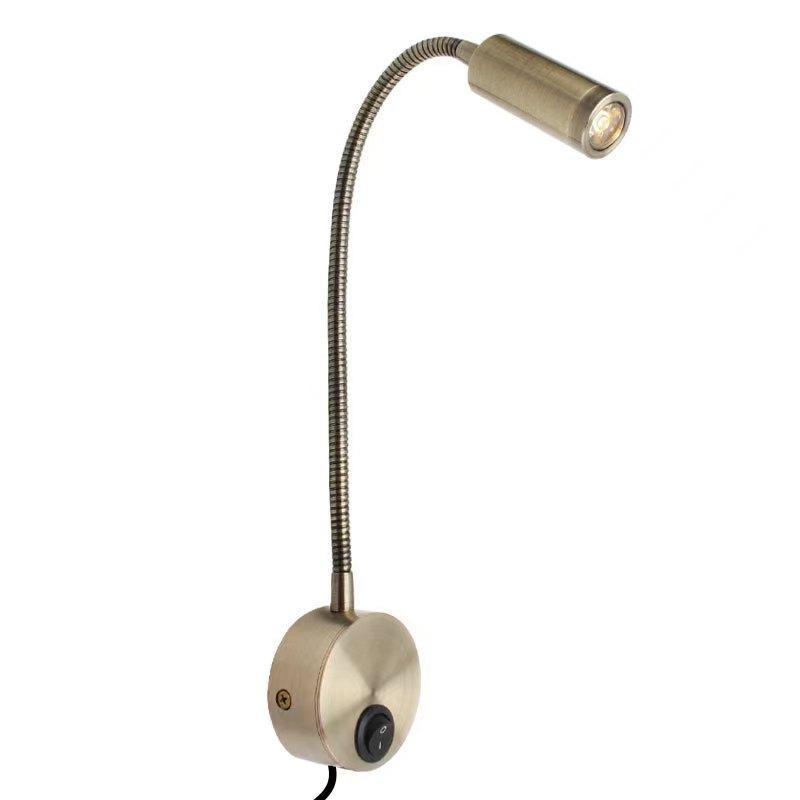 Wall Lmap Sconces Clamp Light 3W Bedroom Lamp On/Off Switch White Silver Black Flexible Gooseneck Home Bedside Reading Lights