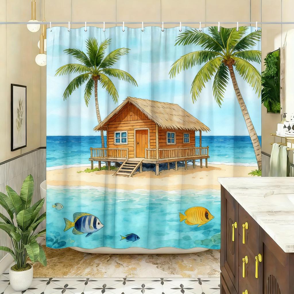 Whimsical Candy House & Gnomes with Lollipops Waterproof Shower Curtain for Bathroom Decor