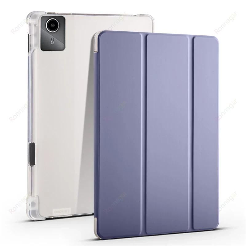 

З тримачем для олівця Чохол для Lenovo Tab M11 11 TB330FU TB335FC Тонкий складаний м який захисний чохол Напівпрозорий задній чохол For Lenovo Tab M11 лаванда сірий колір