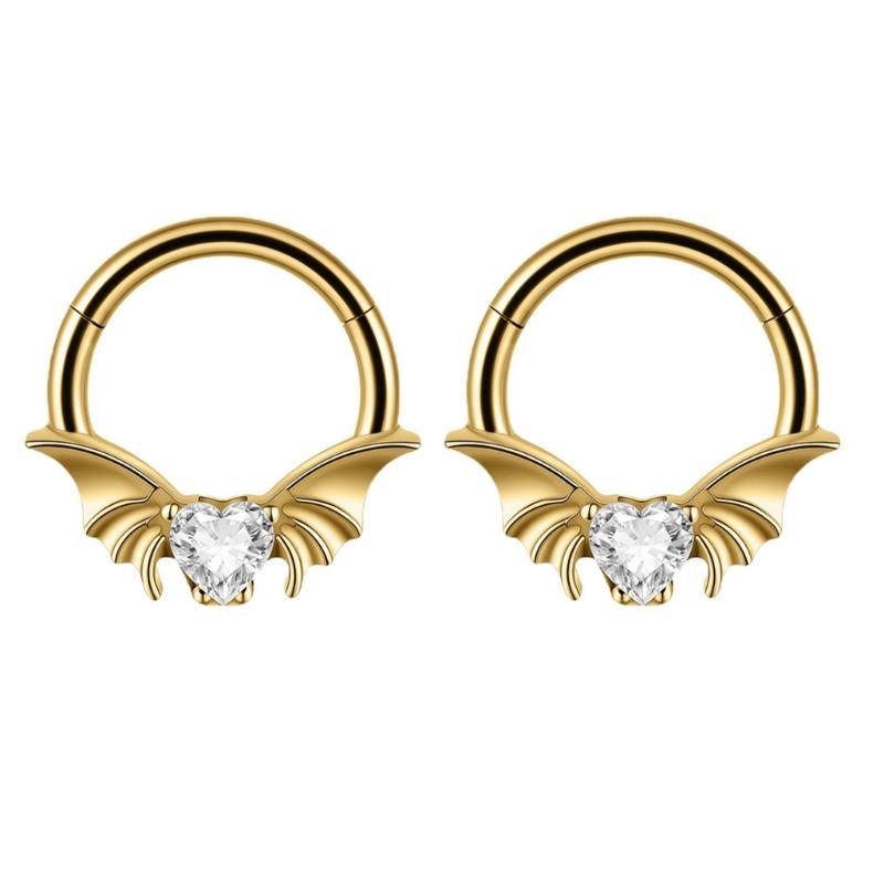 Pack of 2 Unique Geometric Shape Nose Rings Body Piercing Jewelry Seamless Design Metal Texture Polished Finish