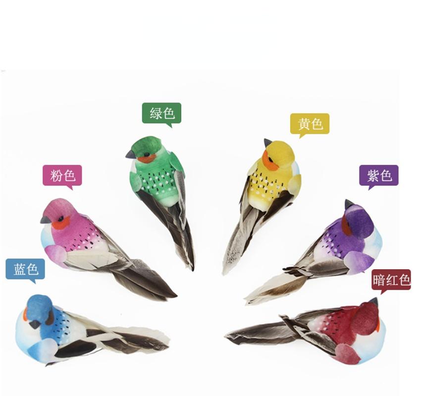 6pcs Foam Feather Artificial Birds Imitation Bird Model Home Outdoors Garden Wedding Decoration Ornament DIY Party