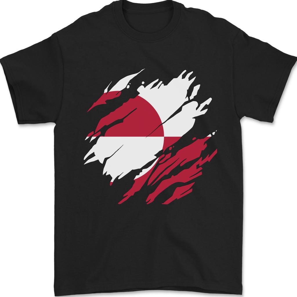 Torn Flag Greenland Mens T-Shirt 100% Cotton