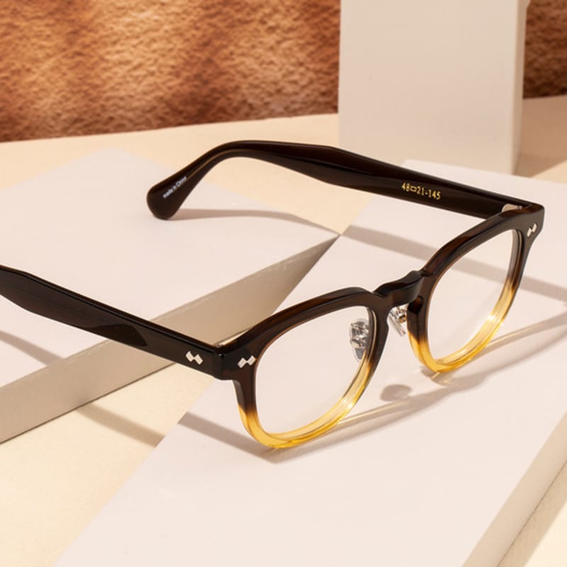 RECLOW RECLOW LAND TEMPLE NO.2 BLACK BROWN Acetate Glasses