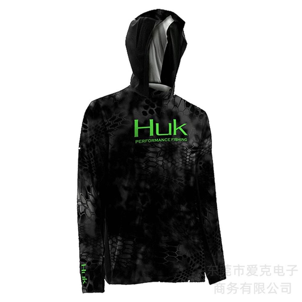 HUK Fishing Shirt Hooded Long Sleeve T-Shirt Men's Sunscreen Fishing Suit Outdoor Sports Luya Fishing Suit Quick Drying Breathable
