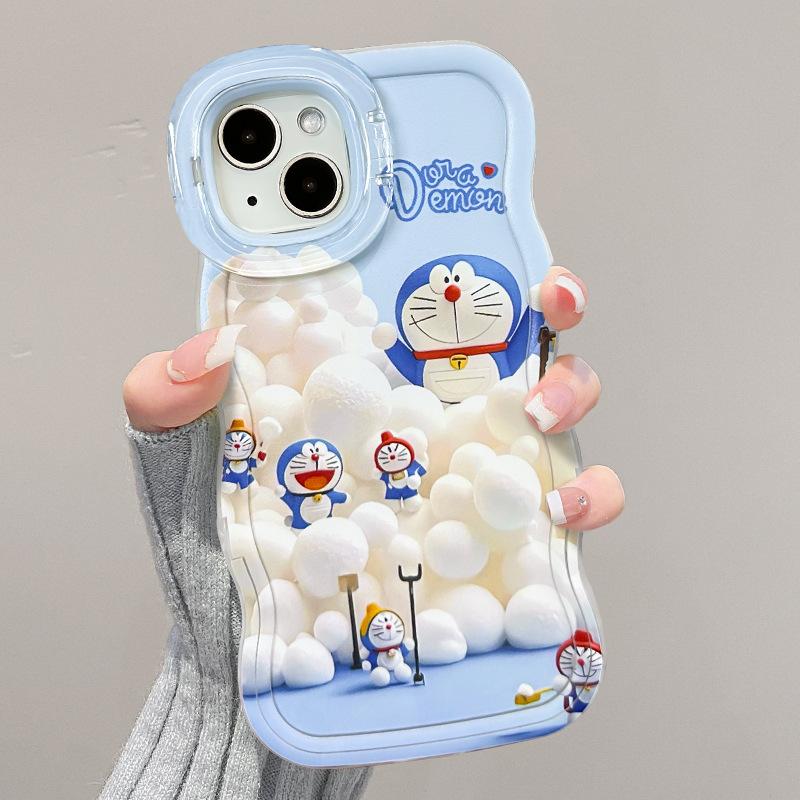Cute Doraemon for iphone17 mobile phone case Apple 15promax couple cartoon 16 double bracket 14 anti-drop