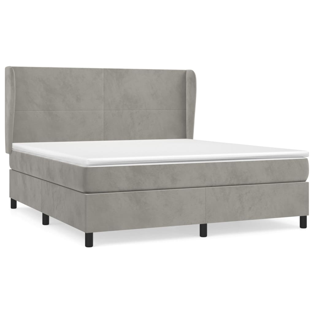 Vidaxl Letto Continentale Con Materasso, Grigio Chiaro, 180X200Cm, Velluto