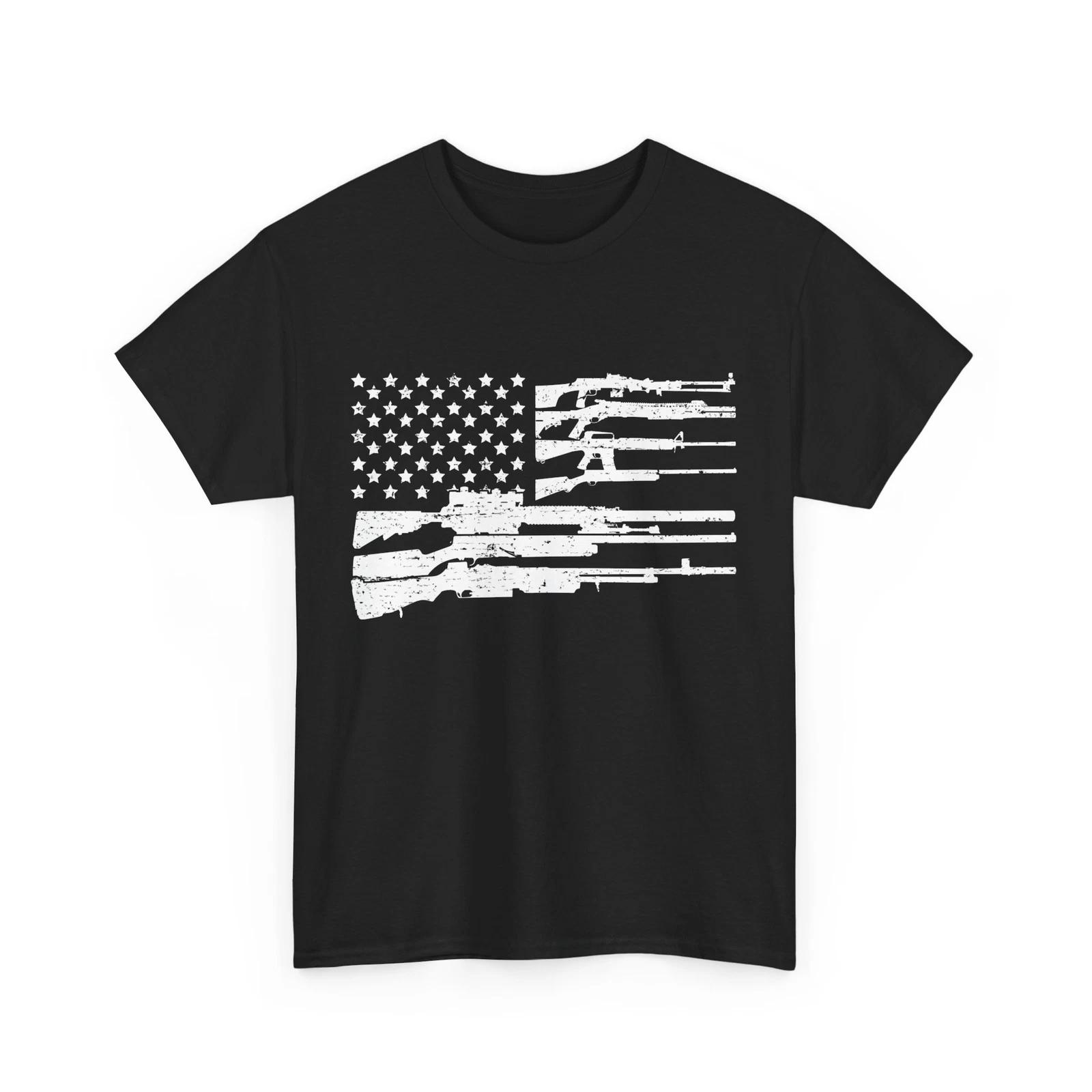 Gun Shirt, American Flag Gun T-shirt, Machine Guns Guns Lovers Women Men Shirt XL