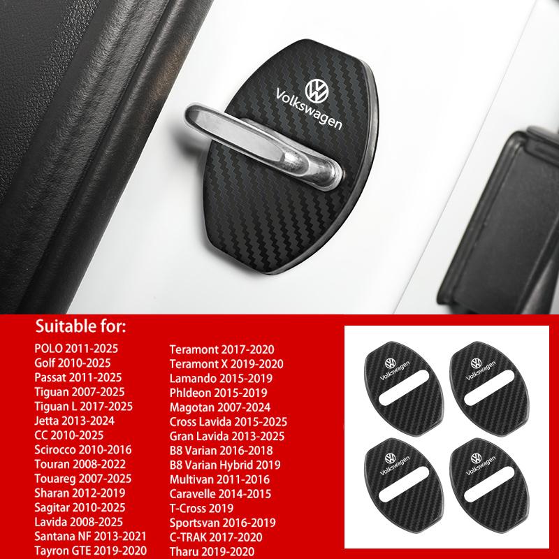 BFPQY1 4PCS Car Door Lock Cover Stickers Door Lock Cover Key Accessories For Volkswagen VW Golf Polo Jetta Passat Tiguan Touran Touareg