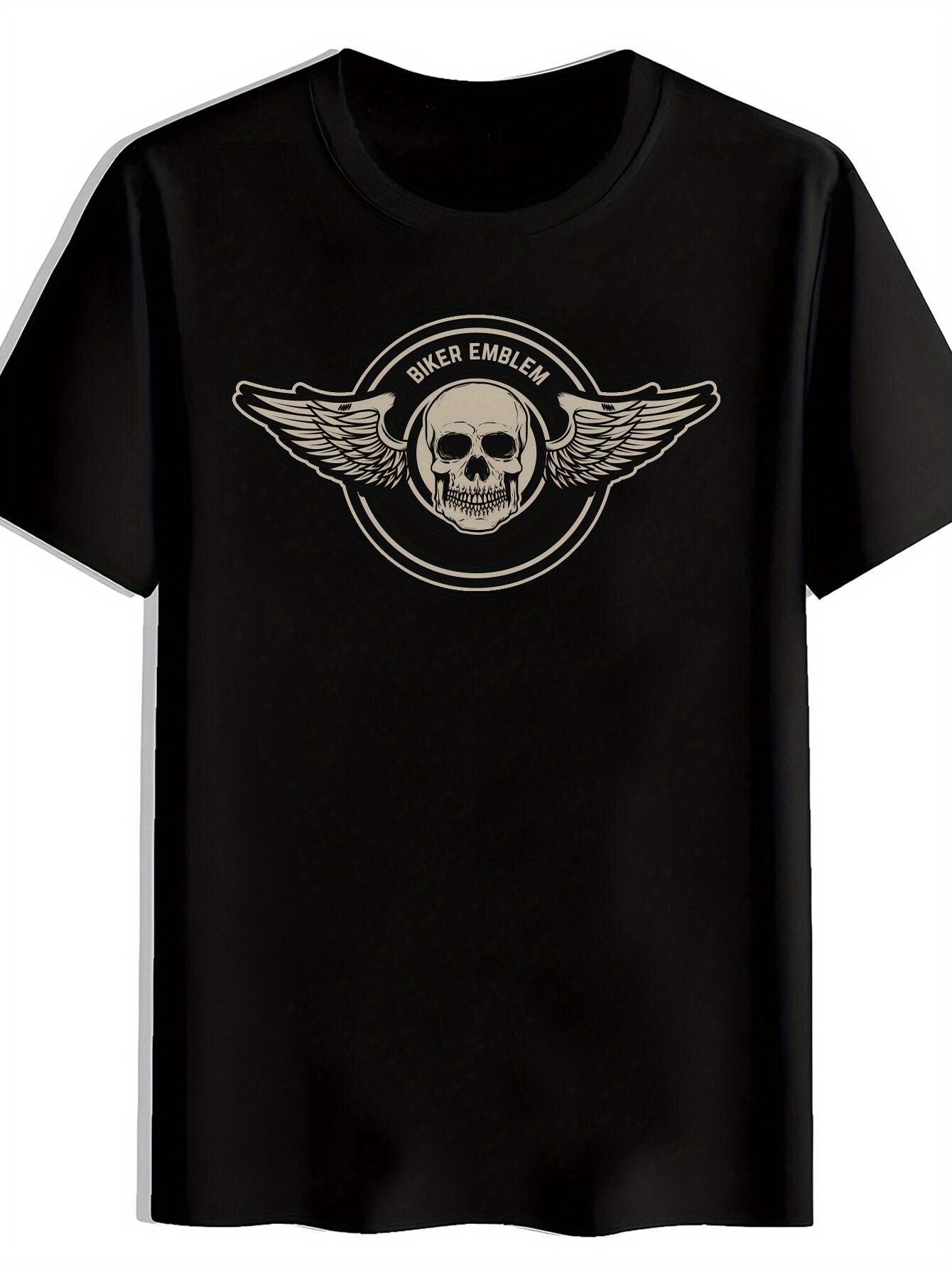

Vintage Rock Band Graphic T-shirt - Black with Golden Skull & Wings Print XL