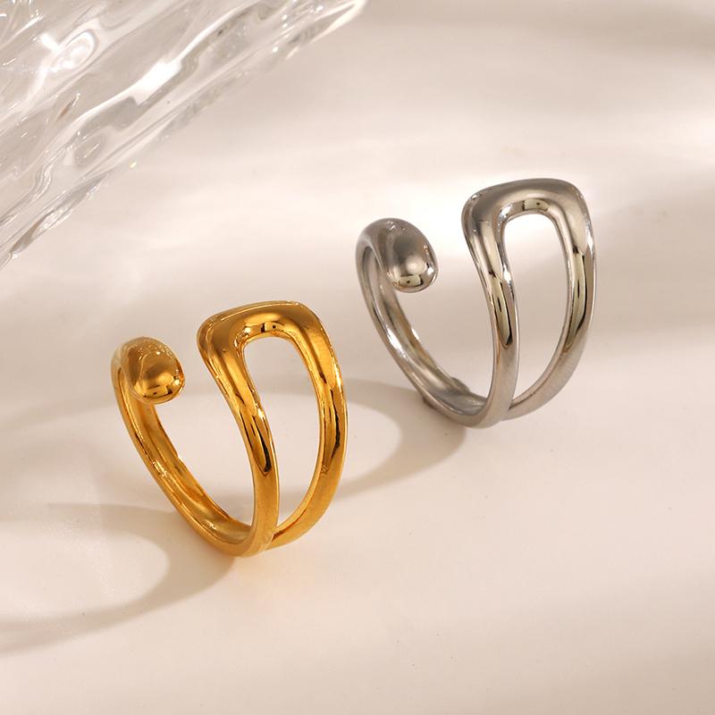 Stainless Steel Geometry Rings for Men Women Two Color Waterproof Open Punk Charms Rings Luxury Jewelry Gifts 2025 New