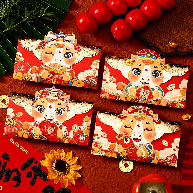 4Pcs Chinese  Year Money Envelope 2026 Horse Year Red Envelope Red Pocket Creative Cartoon Spring Festival Lucky Envelope