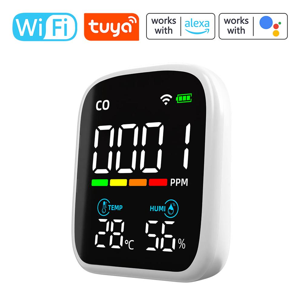 

Tuya WiFi цифровой светодиодный дисплей CO детектор портативный тестер угарного газа многофункциональный разноцветный
