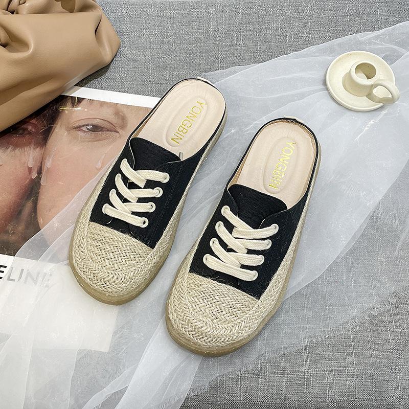 Fisherman Shoes Women's Flat Shoes Canvas Shoes Summer New Versatile Bag Head Slippers Women Wear a Pedal Internet Celebrity Shoes