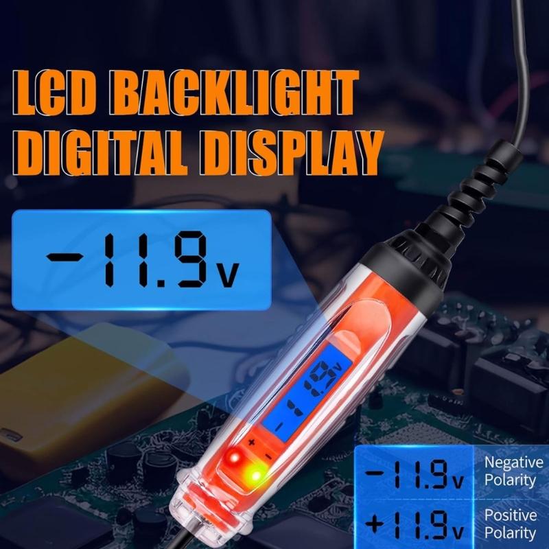 652F Automotive Circuit Tester with LCD Screen Sound Light Alerts 1 to 75V Ranges Suitable For Car Battery Detection