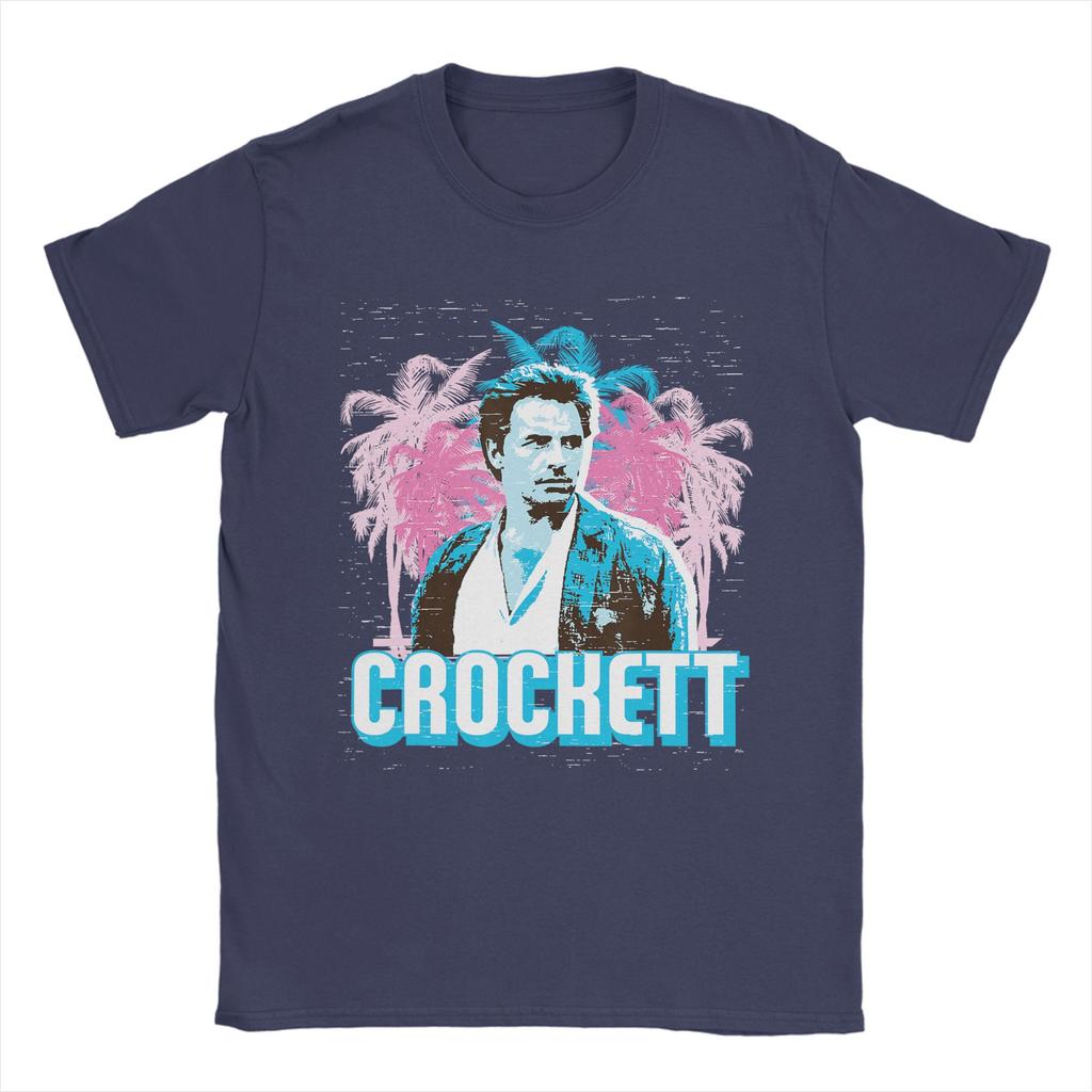 Miami Vice Crockett And Palm Tree Scenery Tshirt Summer Harajuku Tshirts Man Cotton O Neck Oversized Tees Short Sleeve Tops