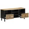 VidaXL TV Cabinet Black 100x33.5x46 Cm Solid Mango Wood Raw, TV Bench, Hi-fi Cabinet, Entertainment Center, TV Buffet, 4018646