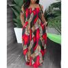 Women's Fashion Summer Spring Colour Block Print Short Sleeve One Shoulder Loose Waistlinet Casual Dresses