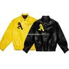Unisex PU Leather Jacket With Embroidered Horse Streetwear Casual Windbreaker Winter