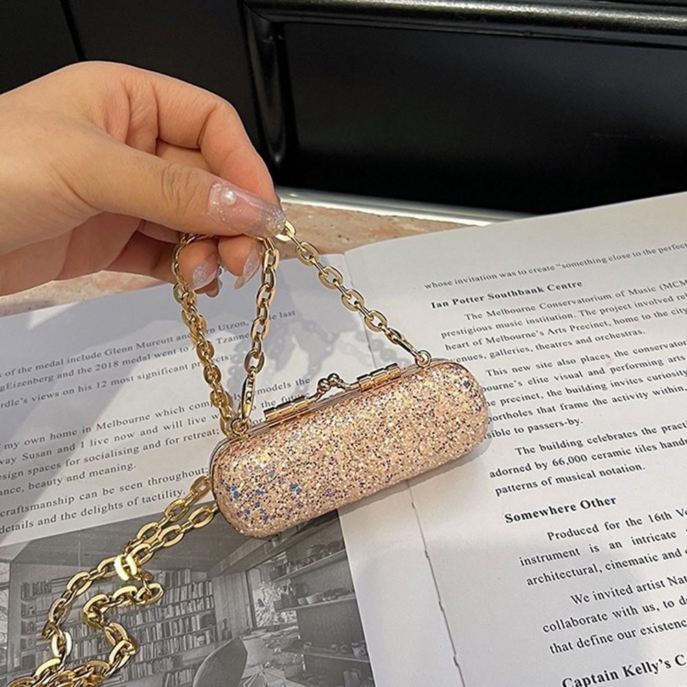 Glitter Crossbody Box Handbag Mini Lipstick Storage Bag Casual Evening Banquet Bag Women