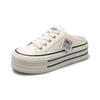 Platform canvas shoes new heelless lazy half slippers one pedal white shoes bag head half slippers