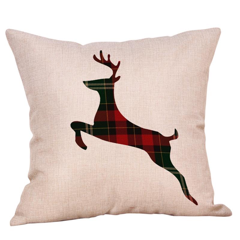 Cute Reindeer Series Skin-Friendly Linen Cushion Cover with Digital Print