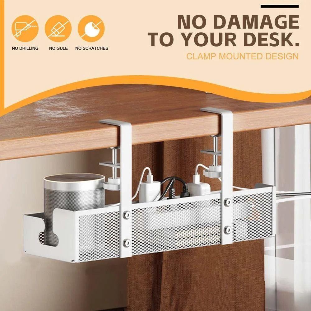 Clamp Cable Management Minimalist Socket Basket Tidy Cord Holder  Under Desk