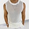 2025 New Men's Sweater Vest Solid Color Slim Fit Sleeveless Openwork Knitted Vest