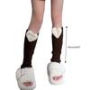 Women Winter Ribbed Knit Leg Warmers 3D Stuffed Plush Heart Crochet Boot Socks  Black heart on brown