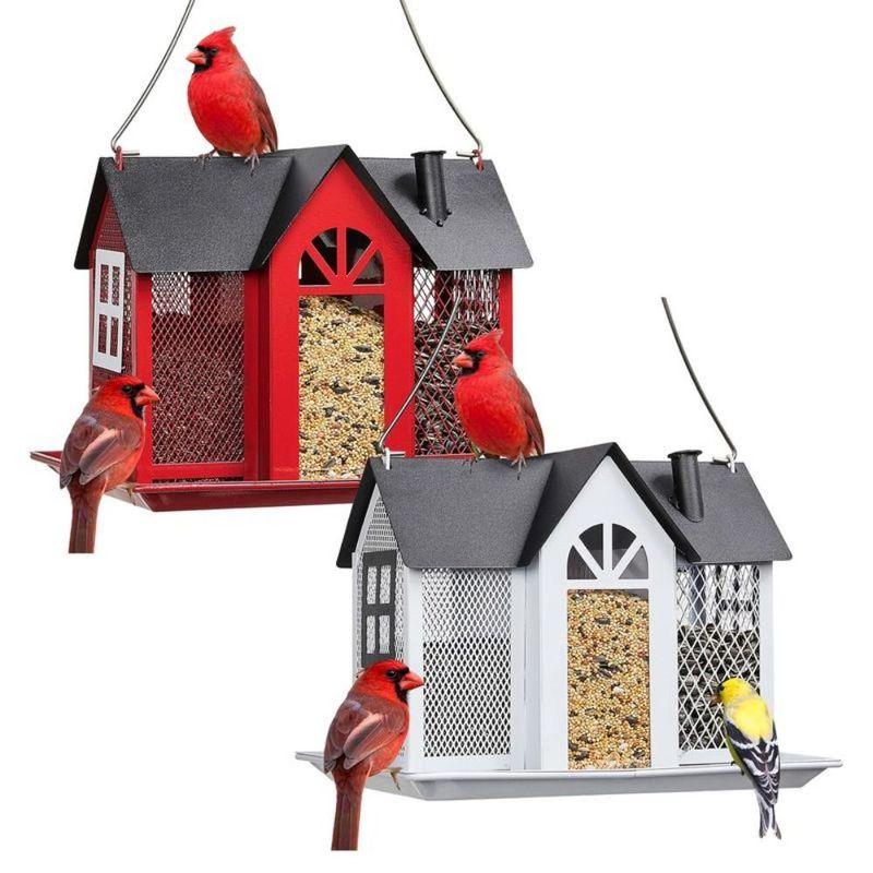 Hanging Bird Feeder For Outside Metal Mesh Large Capacity Bird House Squirrel Feeder Weatherproof Durable Wild Outdoor Decoration