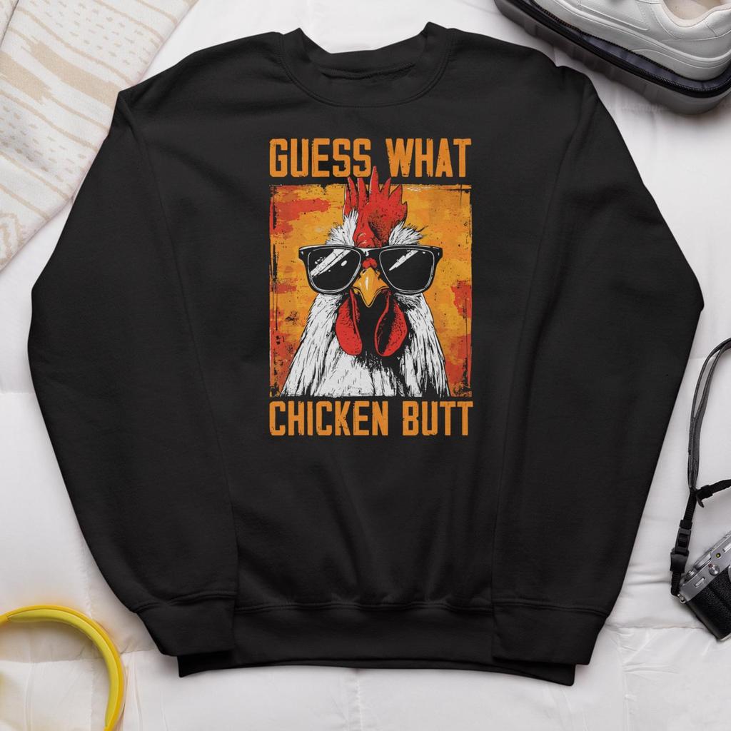 Retro Guess What Chicken Funny Graphic Print Pullover Hoodie for Christmas Gift Dan Levy Fans Lovers Streetwear Fleece Unseix