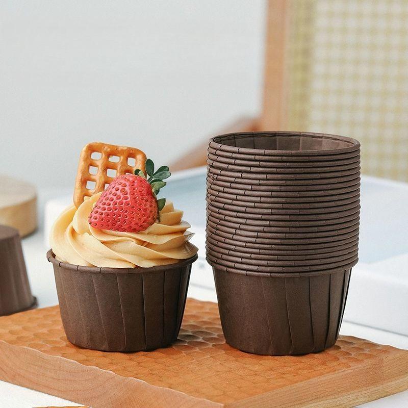 50PCS Disposable Muffin Cups Cupcake Baking Crimped Muffin Cups Paper Tray High Temperature Resistant Baking Muffin Rolled Cup