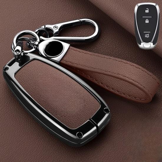 Leather Zinc Alloy Car Key Case Cover For Chevy Spark Trax Camaro Malibu Cruze