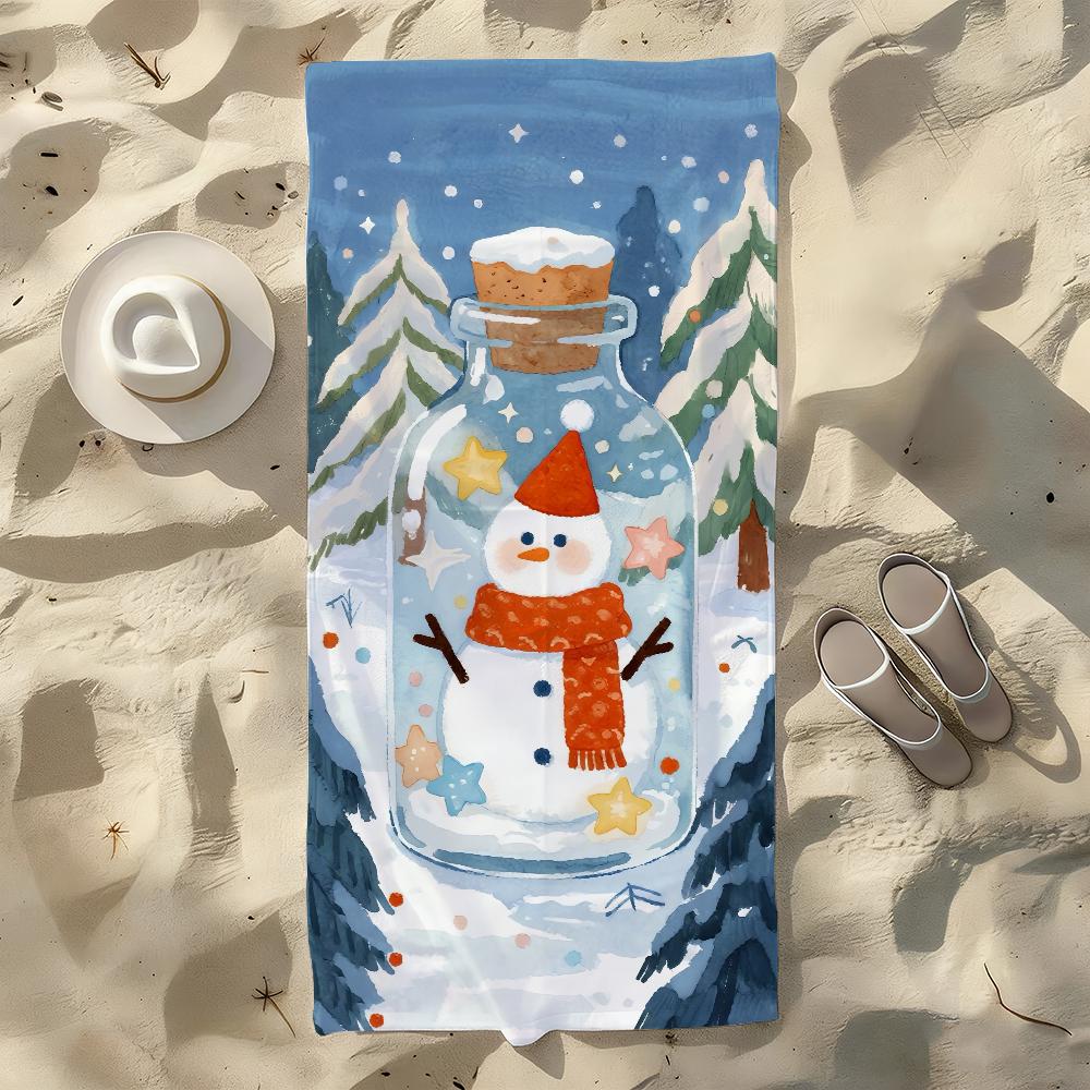 

Snowman Wishing Bottle Towel For Swim Yoga Gym Quick Drying Soft and skin-friendly Beach Towels All-Season W30*H60(CM)