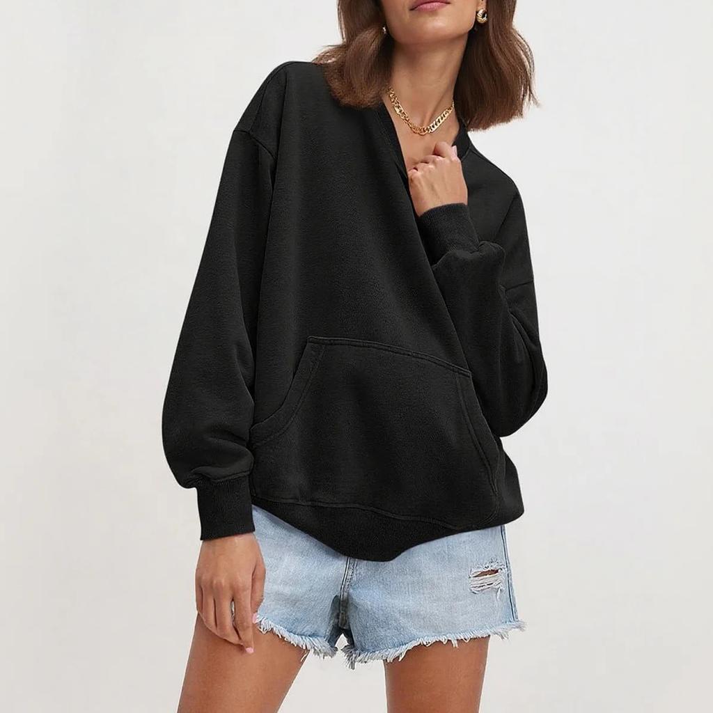 Women's Fashionable Loose Long Sleeved Sports Top Casual Pullover Hoodie