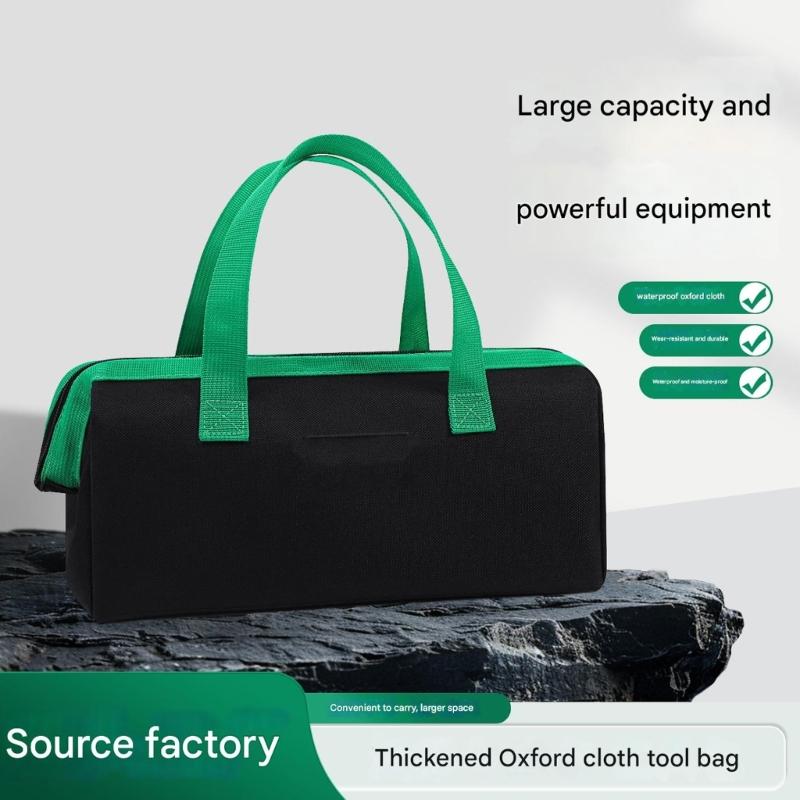 Portable Tool Storage Bag 600D Cloth Feature Wide Mouth Opening Smooth Zipper Closure Comfortable Handle Large Capacity Size 12x5.7in