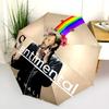 1pc Johnny Hallyday pattern Umbrella Portable Folding Umbrella Iron Frame Hole Bone Structure Outdoor Home Umbrella