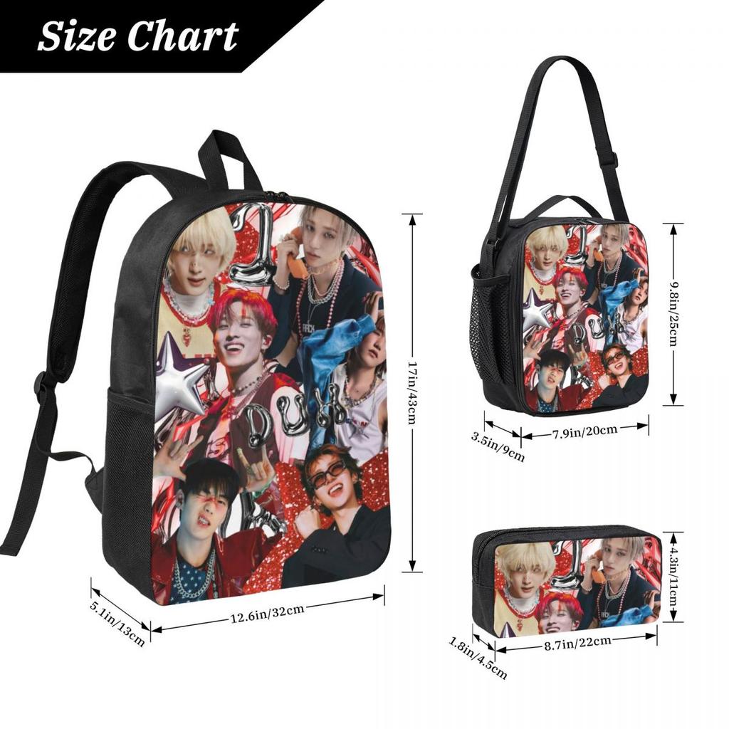 DUH! P1Harmony Kpop Kids Backpack Lunch Box Pencil Boxes for Boys Girls Kindergarten Backpacks Kawaii School Bag Bookbag Set
