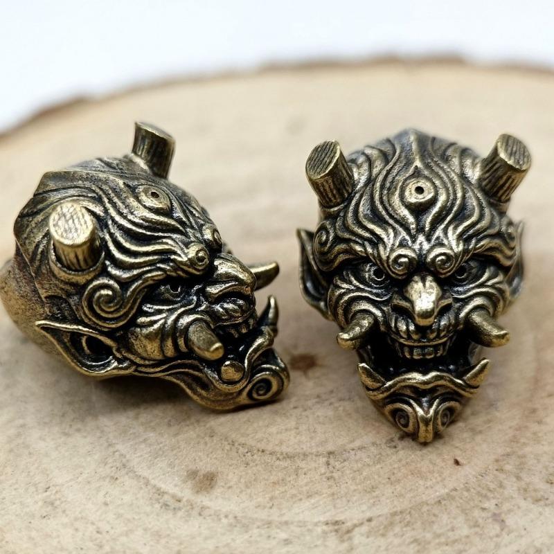 Prajna Skull Head Brass Knife Beads EDC DIY Paracord Woven Bracelets Lanyard Pendants Accessories Outdoor Tool Hangings Charms
