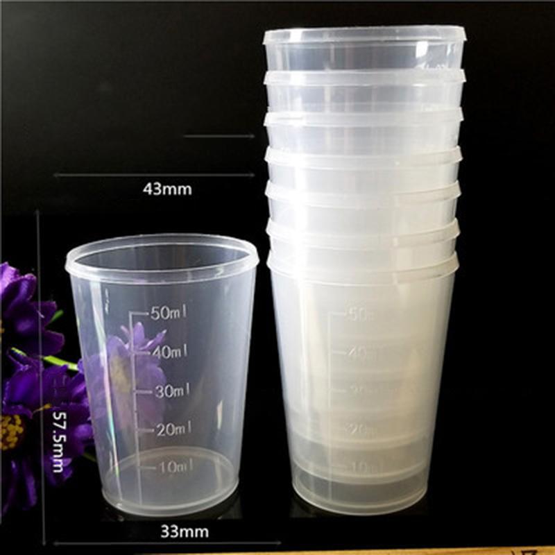 Transparent Clear Plastic Medicine Graduated Measuring Cup Container 10pcs 50ml