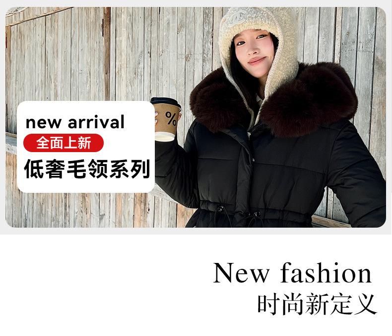 European and American loose waist and thin big fur collar cotton clothes women's high-end warm jacket winter thickened temperament cotton-padded clo