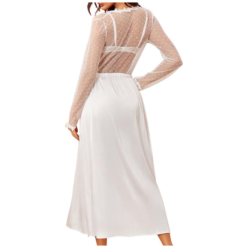 Women's Underwear Ladies Sexy Lace Kimono Robe Mesh Nightdress Set