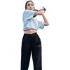 Li Ning Solid Color Mid Waist Drawstring Tapered Knit Sports Pants Women Bottoms Black AYKU396-2