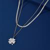 Cazador 2025 Lucky Clover Pendant Necklace Stainless Steel Gold Color Double Layer Chain Necklaces for Women Girls Jewelry Gift
