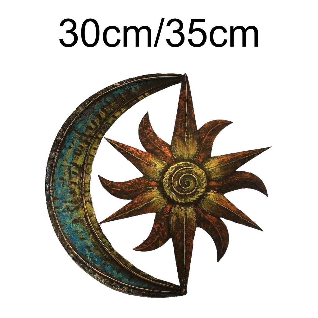 Artistic Sun Moon Metal Wall Art Wall Sculpture Celestial Artwork Home Display for Yard Living Room Outside Ornament Kitchen