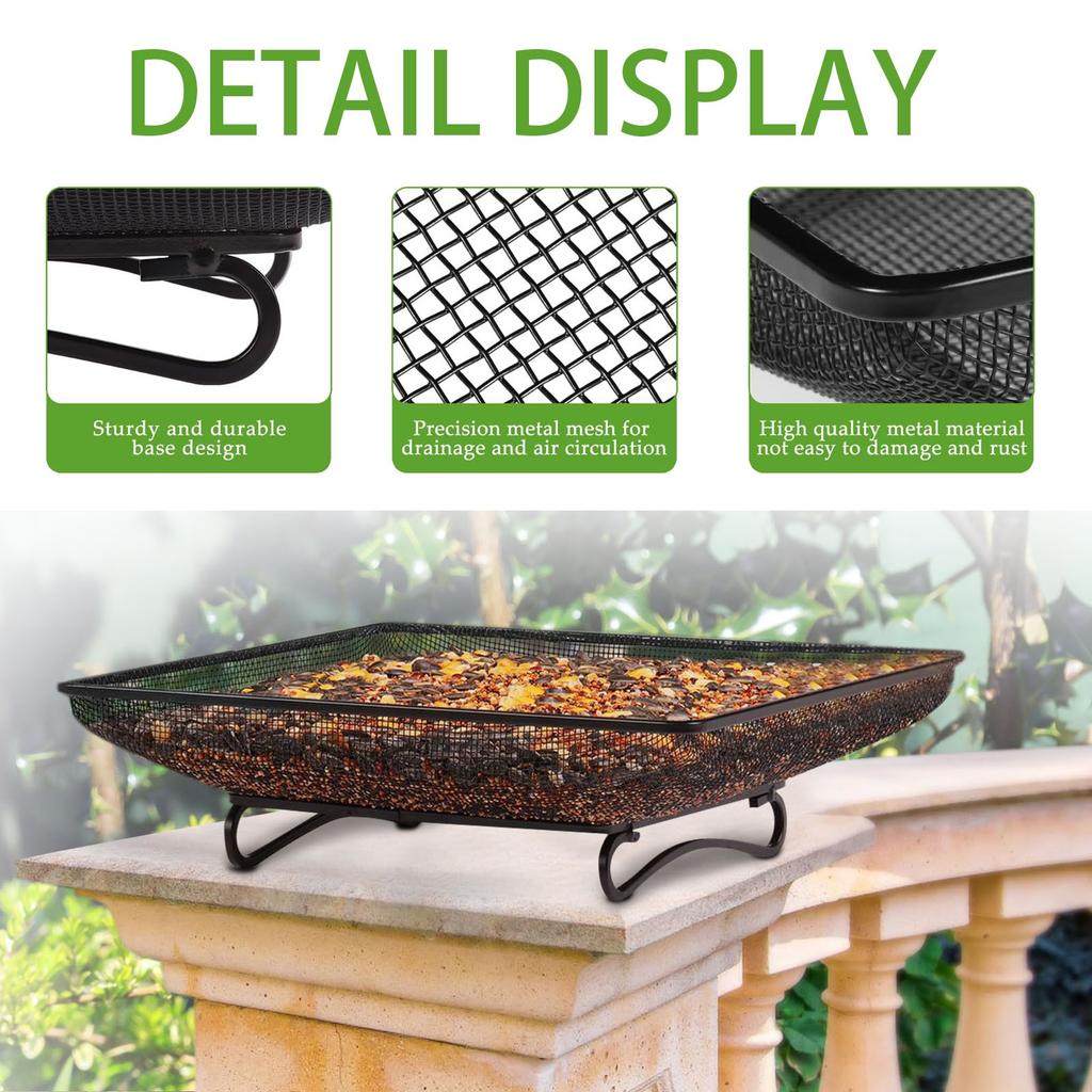 Zemní podnos na krmítko pro ptáky Krmítko pro ptáky z kovaného železa,Kovové pletivo pro krmítko pro ptáky