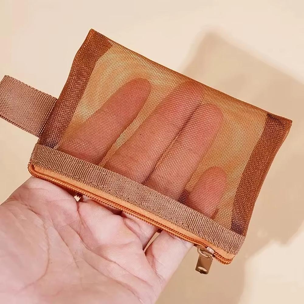 Mini Square Mesh Storage Bag Portable Money Earphone Data Cable Chargers Bag ID Credit Card Holder Zipper Pouch Travel Organizer