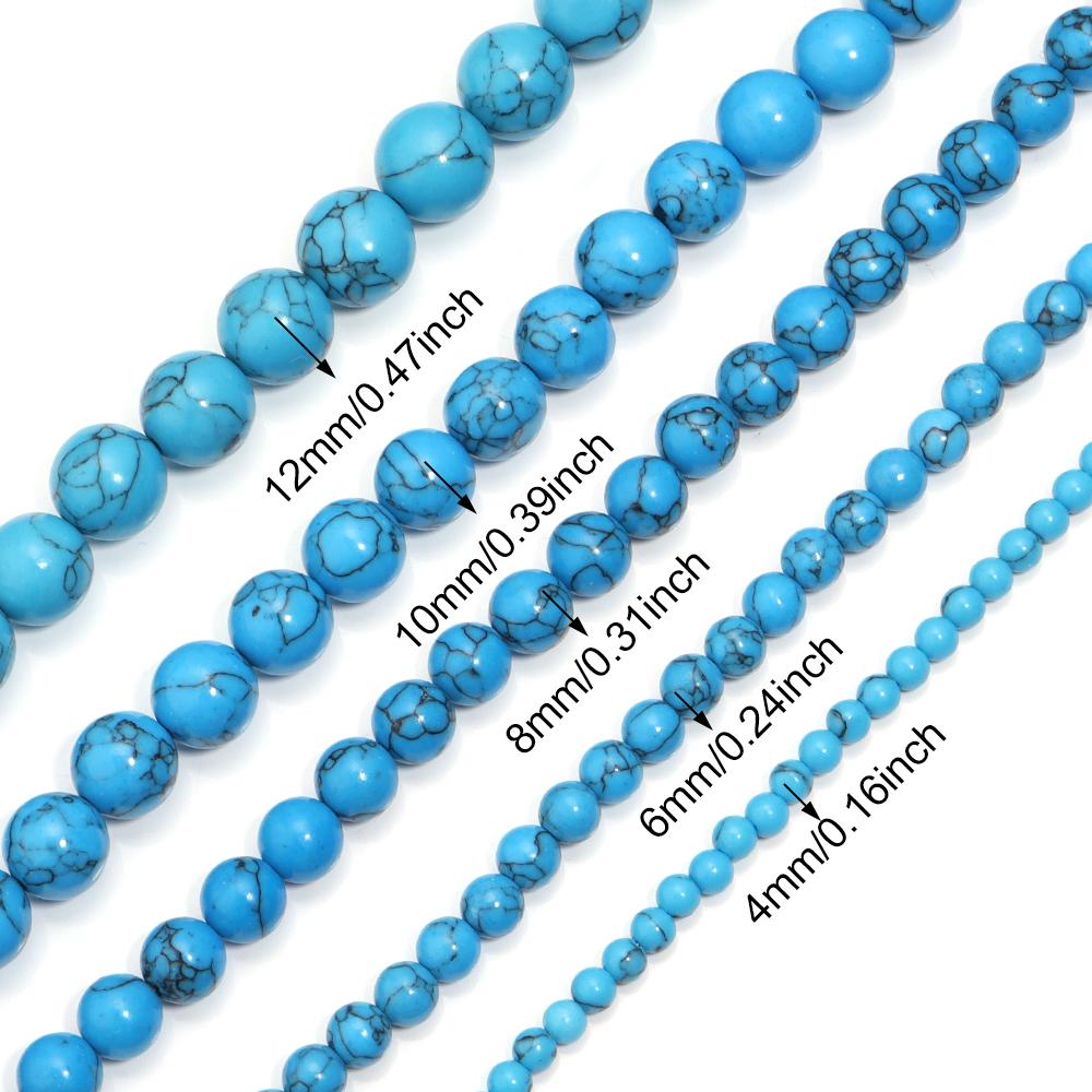 4 6 8 10 12mm Natural Blue Turquoises Stone Beads Round Loose Spacer Beads For Jewelry Making DIY Bracelet Necklace Accesories