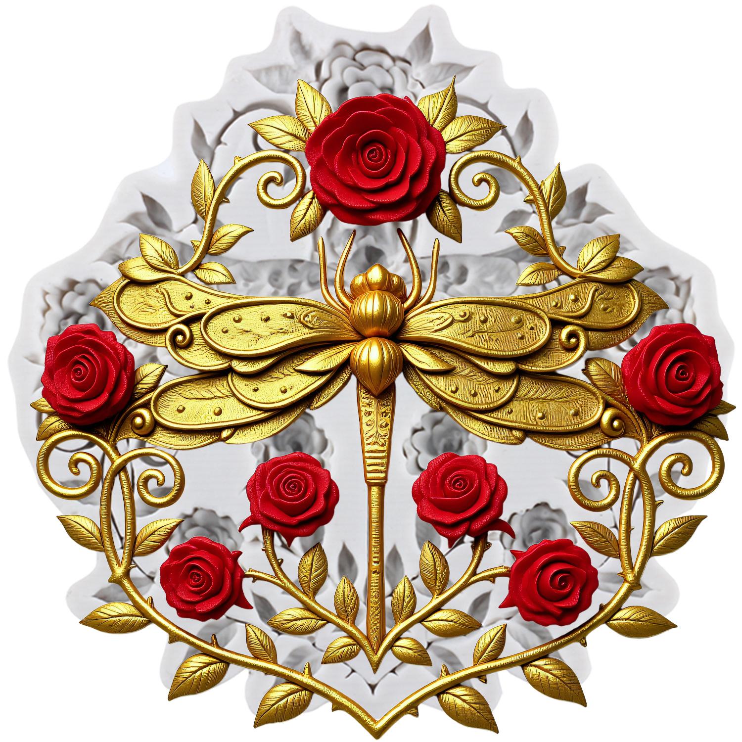 

Dragonfly Silicone Molds Dragonfly Wreath Fondant Mold Cake Decorating Tools Cupcake Topper Candy Chocolate Gumpaste Mold серый